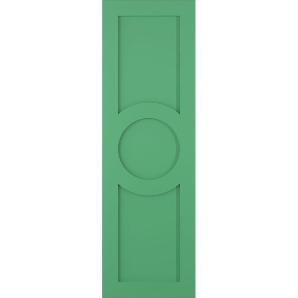 Ekena Millwork True Fit PVC Center Circle Arts & Crafts Fixed Mount Shutters, Lilly Pads, 18W x 56H, PR - TFP001AC18X056LP