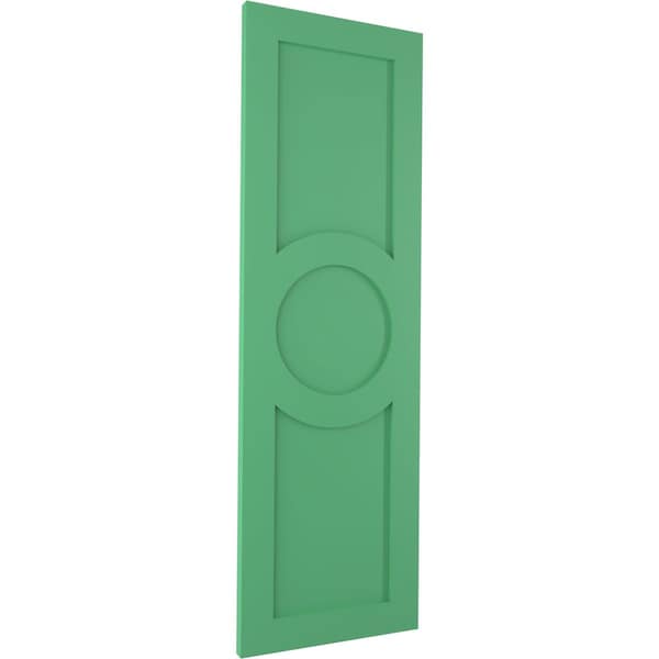 Ekena Millwork True Fit PVC Center Circle Arts & Crafts Fixed Mount Shutters, Lilly Pads, 18W x 56H, PR - TFP001AC18X056LP