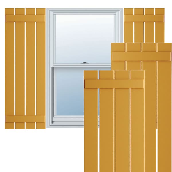 Ekena Millwork True Fit PVC, Four Board Spaced Board-n-Batten Shutters, Turmeric , 23W x 72H, PR - TFP101SBF23X072TU