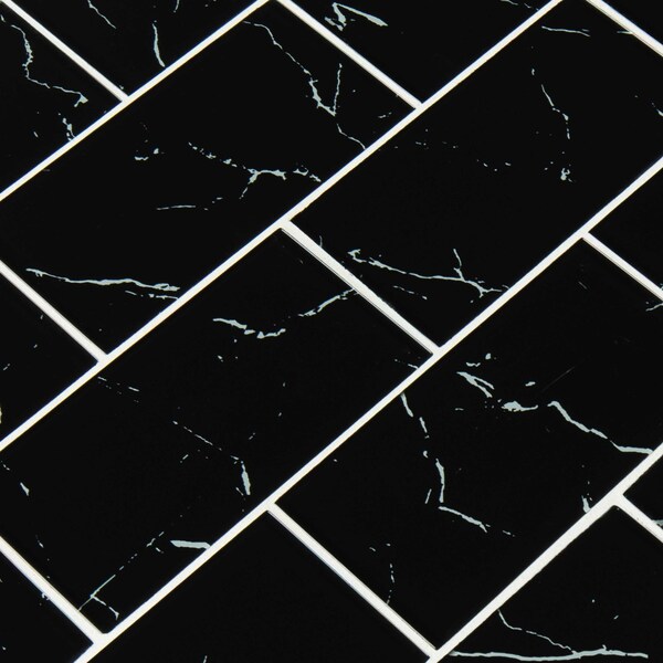 Msi Nero Marquina 3 In. X 6 In. Matte Glass Wall Tile, 40PK - ZOR-MD-T-0118