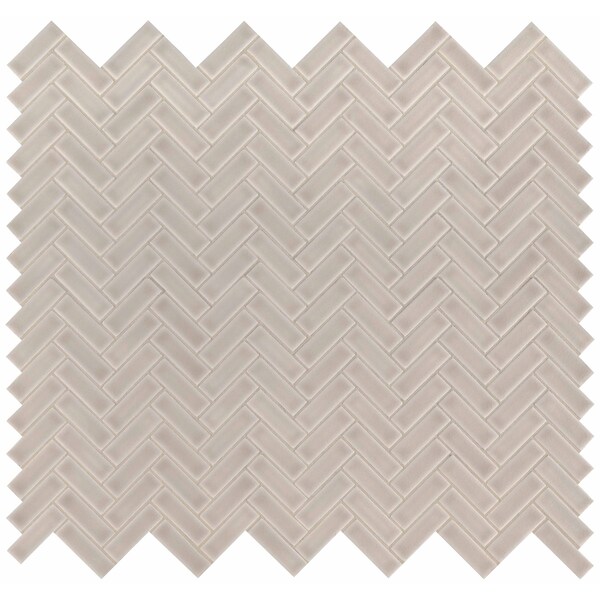 Msi Portico Pearl Herringbone SAMPLE Glossy Ceramic Mesh-Mounted Mosaic Tile - ZOR-MD-0242-SAM