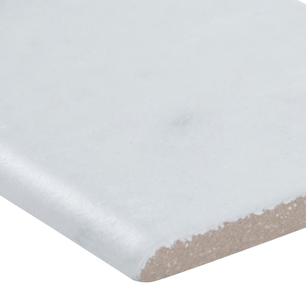Msi Calacatta 3 In X 18 In. Porcelain Bullnose Tile Trim In Matte White, 30PK - ZOR-PT-TR-0115