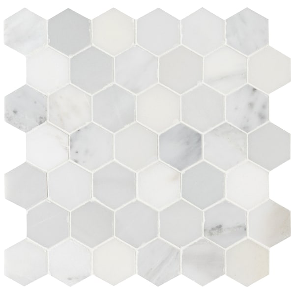 Msi Arabescato Carrara 11.75 In. X 12 In. Honed Marble Mesh-Mounted Mosaic Tile, 10PK - ZOR-MD-0476