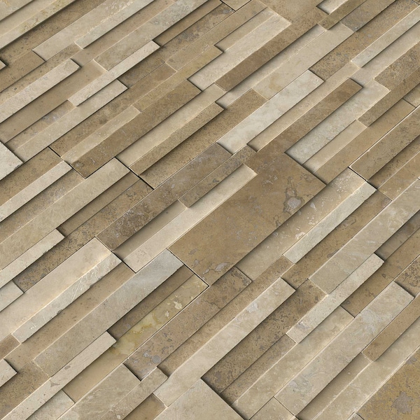 Msi Casa Blend 3D Ledger Panel 6 In. X 24 In. Honed Natural Travertine Wall Tile, 6PK - ZOR-PNL-0082