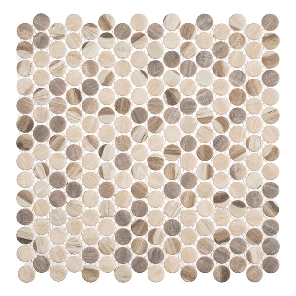Andova Tiles ANDOVA TILES Dexo 1" x 1" Glass Penny Round Mosaic Wall & Floor Tile - ANDDEX333
