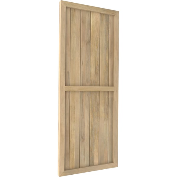 Ekena Millwork Americraft 6-Board Exterior Wood 2 Equal Panel Framed Board-n-Batten Shutters, ARW101BF621X77UNH, PR - ARW101BF621X77UNH