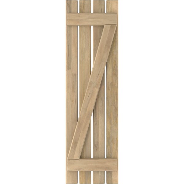 Ekena Millwork Americraft 4-Board (2 Batten) Wood Spaced Board-n-Batten Shutters w/ Z-Bar, ARW102SB415X77UNH, PR - ARW102SB415X77UNH