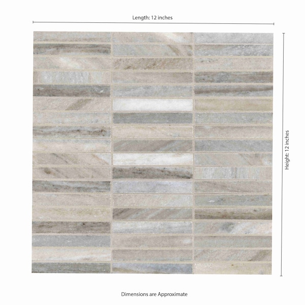 Msi Ravello Mini Stack 12  in. X 12  in. Polihsed Marble Mosaic Floor And Wall Tile, 10PK - ZOR-MD-0616