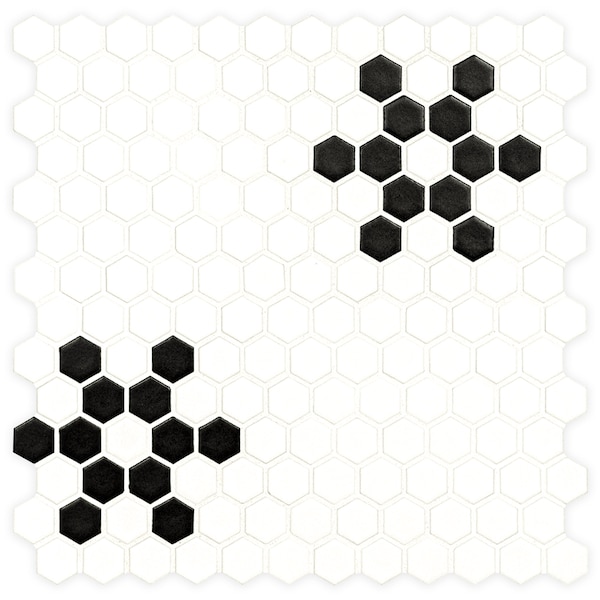 Msi White And Black Mod Petal Pattern Pattern 11.73 x 11.85 Matte Porcelain Floor And Wall tile, 15PK - ZOR-MD-0582