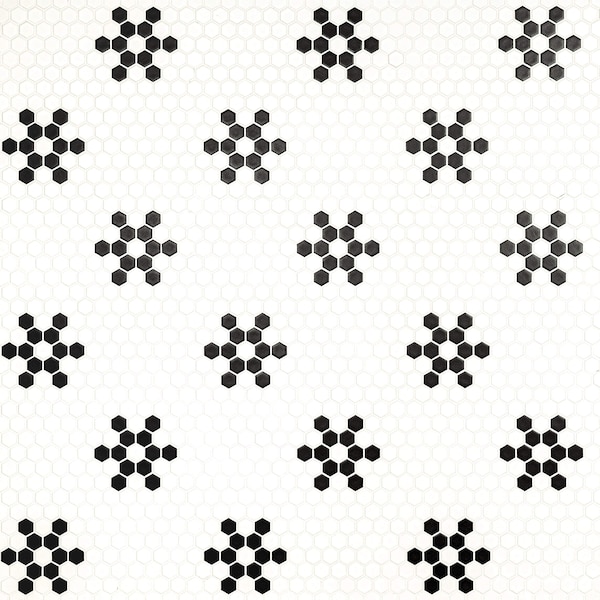 Msi White And Black Mod Petal Pattern Pattern 11.73 x 11.85 Matte Porcelain Floor And Wall tile, 15PK - ZOR-MD-0582
