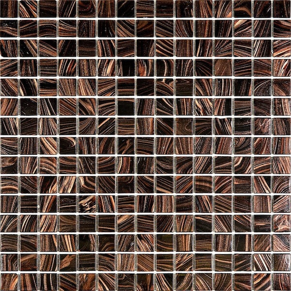 Apollo Tile Celestial 12inx12in Glossy Umber Brown and Gold Glass Mosaic Wall and Floor Tile 20 sqft/case, 20PK - APLST88BR605A