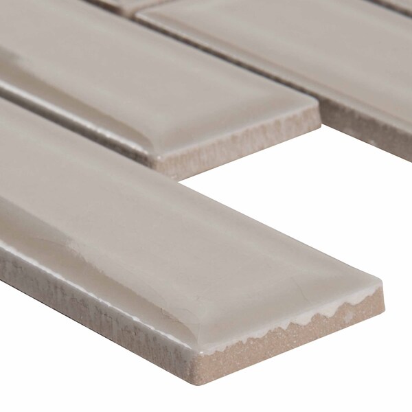 Msi Portico Pearl Beveled SAMPLE Glossy Ceramic Mesh-Mounted Mosaic Tile - ZOR-MD-0238-SAM