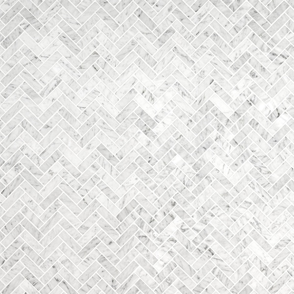 Msi Carrrara White Herringbone 12 In. X 12 In.  Polished Marble Mesh-Mounted Mosaic Tile, 10PK - ZOR-MD-0351