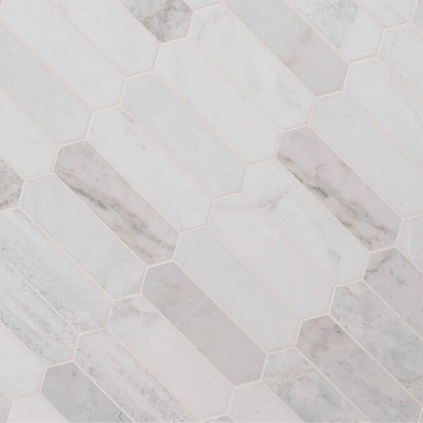 Msi Arabescato Venato White SAMPLE Picket Honed Marble Mosaic Tile - ZOR-MD-0384-SAM