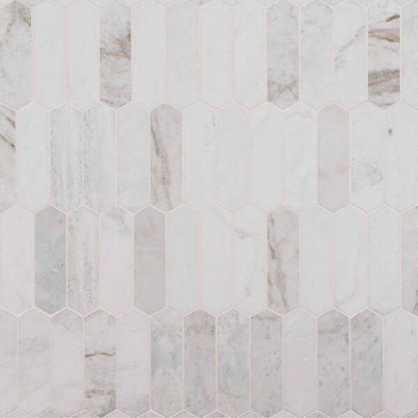 Msi Arabescato Venato White SAMPLE Picket Honed Marble Mosaic Tile - ZOR-MD-0384-SAM
