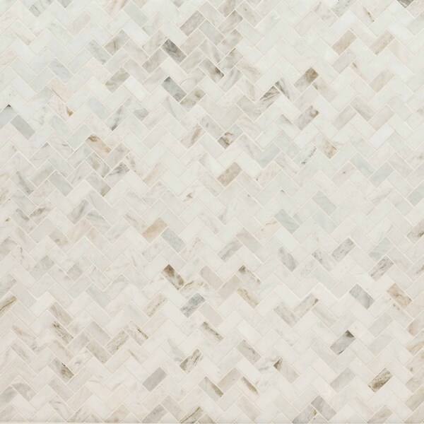 Msi Arabescato Venato White SAMPLE Herringbone Honed Marble Mosaic Tile - ZOR-MD-0380-SAM