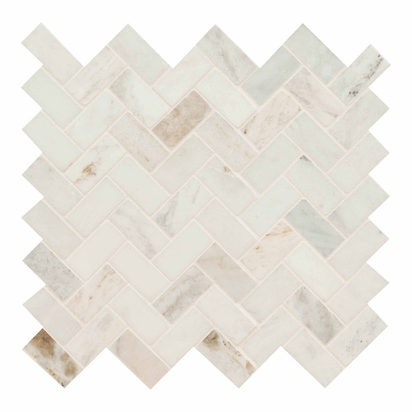 Msi Arabescato Venato White SAMPLE Herringbone Honed Marble Mosaic Tile - ZOR-MD-0380-SAM
