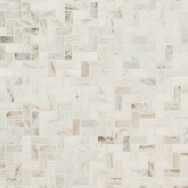Msi Arabescato Venato White SAMPLE Herringbone Honed Marble Mosaic Tile - ZOR-MD-0380-SAM