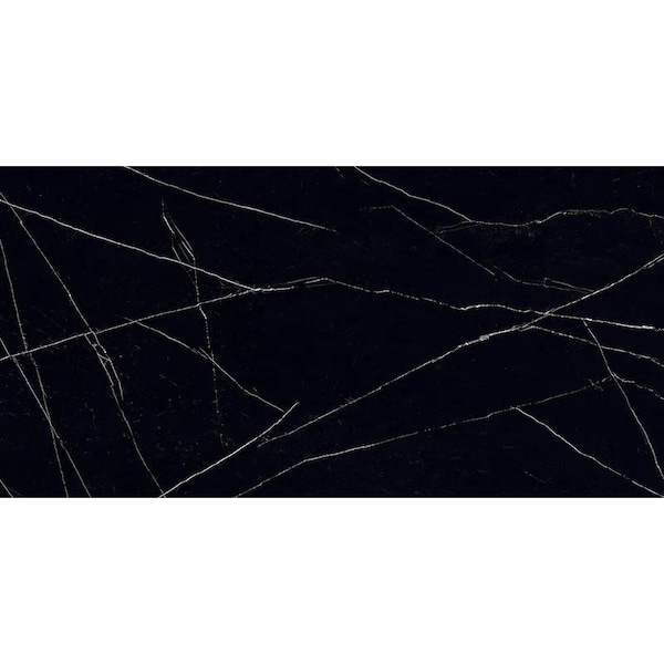 Apollo Tile 23.6in x 47.2in Polished Black Marquina Porcelain Wall and Floor Tile 15.5 sq ft/case, 2PK - AR88MARQ2448A