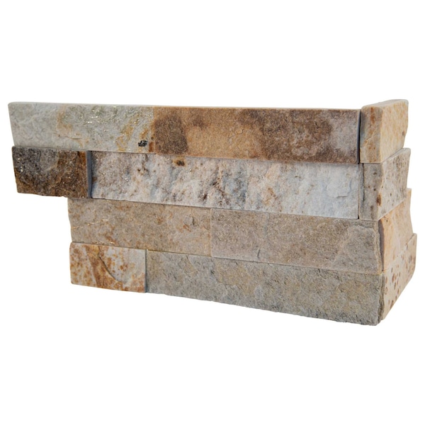 Msi Sparkling Autumn Splitface Ledger Corner 6 In. X 18 In. Natural Quartzite Wall Tile, 6PK - ZOR-PNL-0069