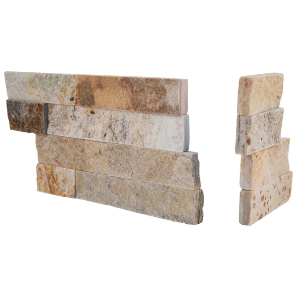 Msi Sparkling Autumn Splitface Ledger Corner 6 In. X 18 In. Natural Quartzite Wall Tile, 6PK - ZOR-PNL-0069