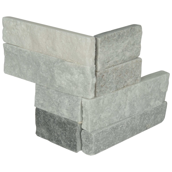 Msi Alaska Gray Splitface Mini Ledger Corner 4.5 In. X 9 In. Natural Marble Wall Tile, 8PK - ZOR-PNL-0012