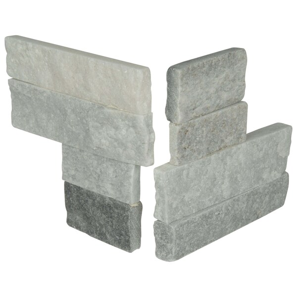 Msi Alaska Gray Splitface Mini Ledger Corner 4.5 In. X 9 In. Natural Marble Wall Tile, 8PK - ZOR-PNL-0012