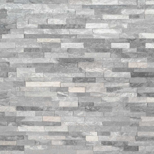 Msi Alaska Gray Splitface Mini Ledger Corner 4.5 In. X 9 In. Natural Marble Wall Tile, 8PK - ZOR-PNL-0012