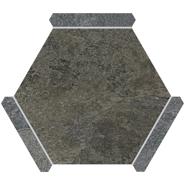 Apollo Tile Aureole 8.66 in. x 9.84 in. Matte Burnt Umber Brown and Gray Porcelain Hexagon Wall and Floor Tile (8.07 sq ft/case) - 18 Sheets - ENC88SLTOXDA
