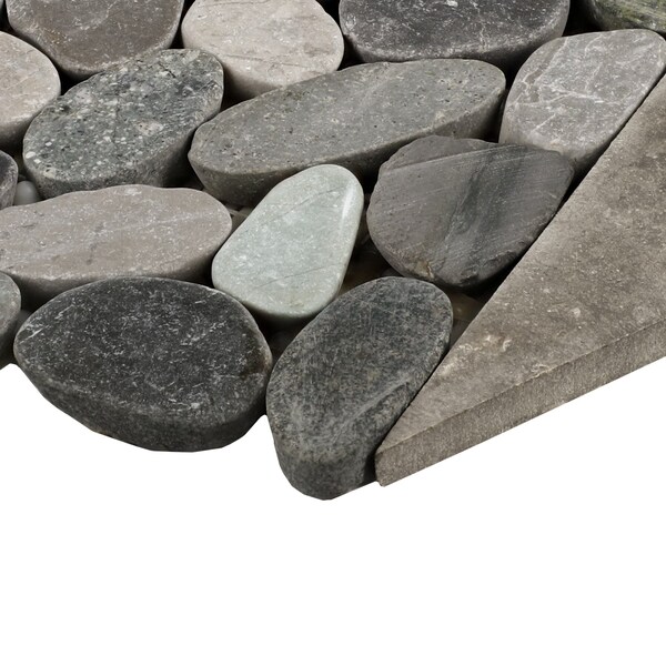 Daltile Pebble Oasis Natural Stone Tri-Hex Pebble Mosaic 11in x 10in in Tumbled Coastal, 17PK - PB26TRHEXPBMSTM