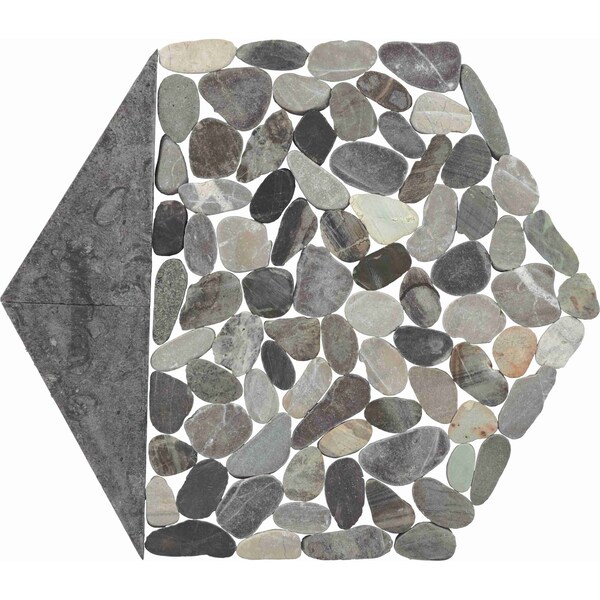 Daltile Pebble Oasis Natural Stone Tri-Hex Pebble Mosaic 11in x 10in in Tumbled Coastal, 17PK - PB26TRHEXPBMSTM