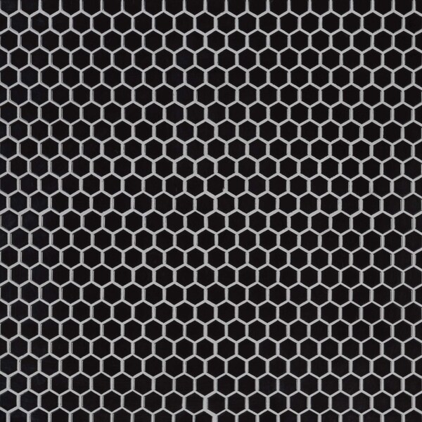 Msi Retro Nero Hexagon 11.73 In. X 10.16 In. X 6Mm Glossy Porcelain Mesh-Mounted Mosaic Tile, 15PK - ZOR-MD-0228