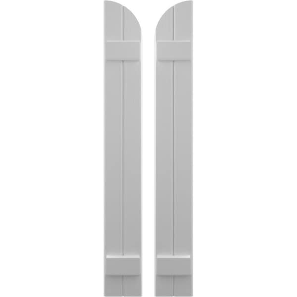 Ekena Millwork Americraft 2-Board (2 Batten) Wood Joined Board-n-Batten Shutters w/ Arch Top, ARW101BQ207X81PRH - ARW101BQ207X81PRH
