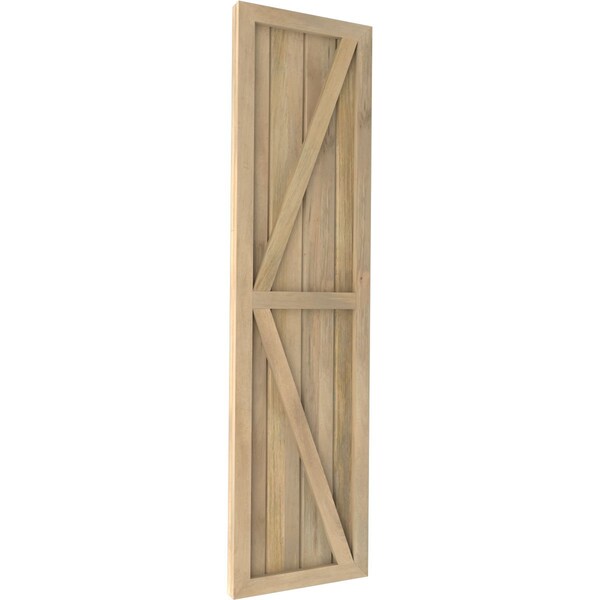 Ekena Millwork Americraft 4-Board Wood 2 Equal Panel Frmd Board-n-Batten Shutters w/Dubl Z-Bar, ARW102BF414X84UNH, PR - ARW102BF414X84UNH