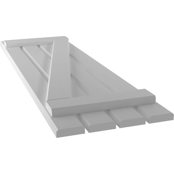 Ekena Millwork Americraft 4-Board (2 Batten) Wood Spaced Board-n-Batten Shutters w/ Z-Bar, ARW102SB415X45PRH - ARW102SB415X45PRH