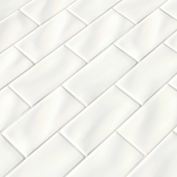 Msi Whisper White Handcrafted 3 In. X 6 In. Glossy Ceramic White Handmade Subway Tile, 8PK - ZOR-MD-T-0115