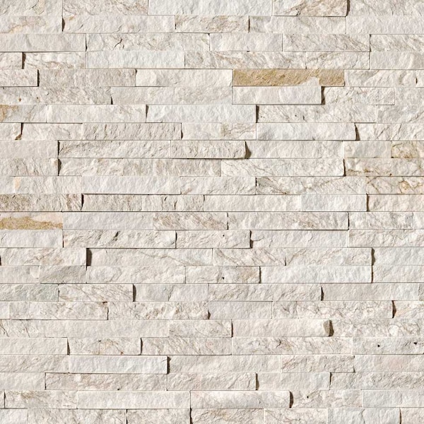 Msi Royal White Splitface Ledger Panel 6 In. X 24 In. Natural Quartzite Wall Tile, 6PK - ZOR-PNL-0063