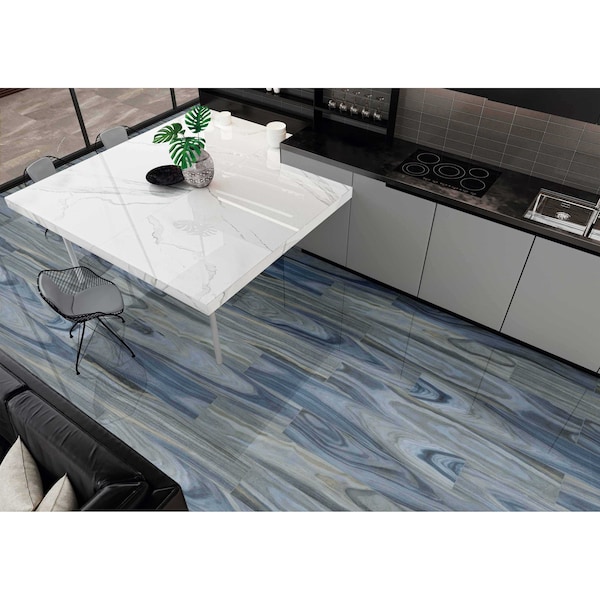 Msi Dellano Exotic Blue 8 In. X 48 In. Polished Porcelain Floor And Wall Tile, 4PK - ZOR-PT-0130