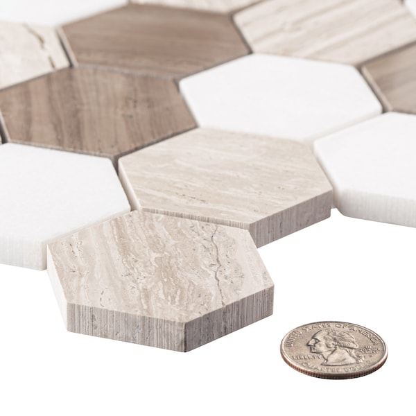 Andova Tiles ANDOVA TILES Channing 2" x 2" Marble Honeycomb Mosaic Floor Use Tile - ANDCHA122