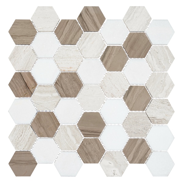 Andova Tiles ANDOVA TILES Channing 2" x 2" Marble Honeycomb Mosaic Floor Use Tile - ANDCHA122