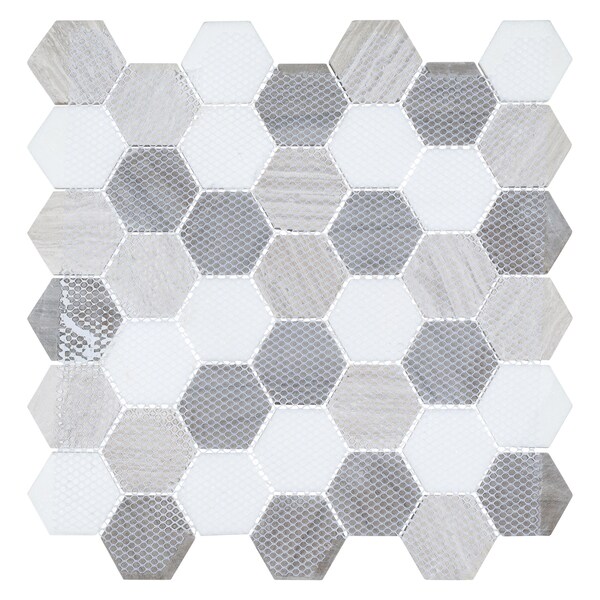 Andova Tiles ANDOVA TILES Channing 2" x 2" Marble Honeycomb Mosaic Floor Use Tile - ANDCHA122