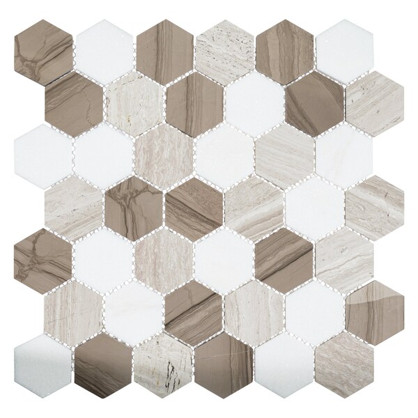Andova Tiles ANDOVA TILES Channing 2" x 2" Marble Honeycomb Mosaic Floor Use Tile - ANDCHA122