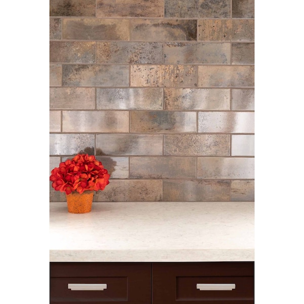 Msi Marza Rust 4"X12" Glossy Ceramic Subway Wall Tile, 34PK - ZOR-PT-0187