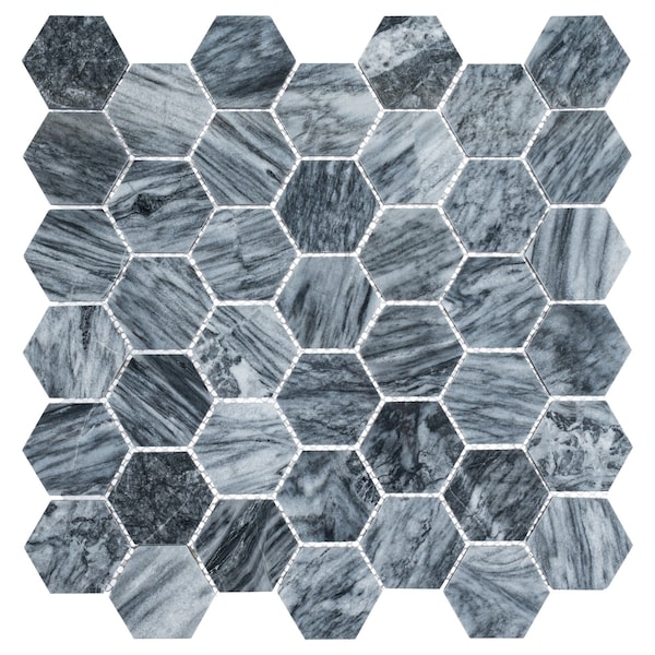 Andova Tiles ANDOVA TILES Channing 2" x 2" Marble Honeycomb Mosaic Floor Use Tile - ANDCHA128
