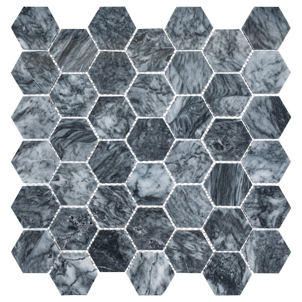 Andova Tiles ANDOVA TILES Channing 2" x 2" Marble Honeycomb Mosaic Floor Use Tile - ANDCHA128