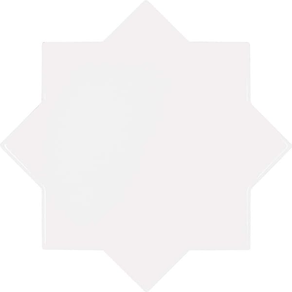 Apollo Tile Siena 5.35 in. x 5.35 in. Glossy White Ceramic Star-Shaped Wall and Floor Tile 5.37 sqft/case, 27PK - MOR88BLNSTRA