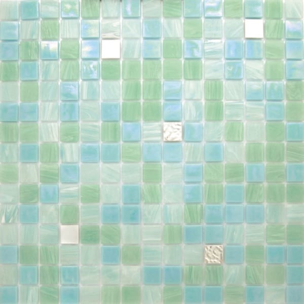 Apollo Tile Mingles 12 in. x 12 in. Glossy Light Aqua Green Glass Mosaic Wall and Floor Tile 20 sqft/case, 20PK - MIX2088GN455A
