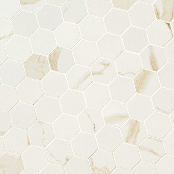 Msi Eden Calacatta Sample. Matte Porcelain Hexagon Floor & Wall Tile - ZOR-PT-0634-SAM