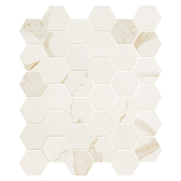 Msi Eden Calacatta Sample. Matte Porcelain Hexagon Floor & Wall Tile - ZOR-PT-0634-SAM