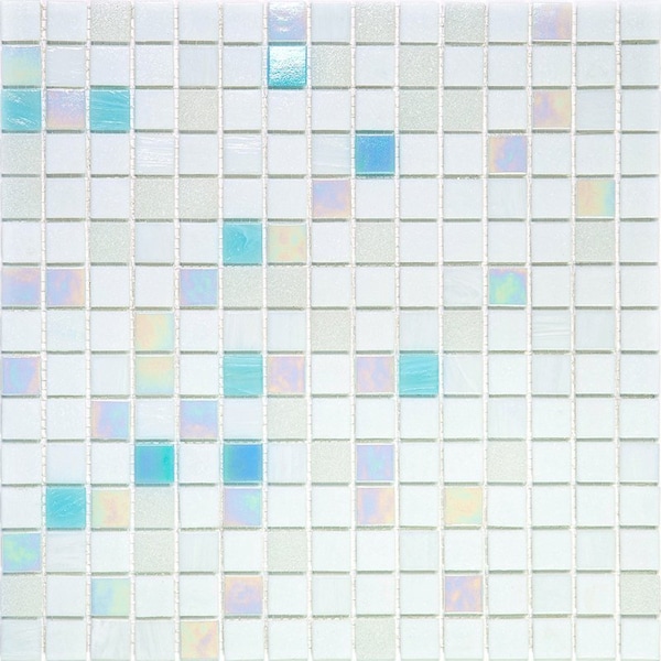 Apollo Tile Mingles 12 in. x 12 in. Glossy Cotton White Glass Mosaic Wall and Floor Tile 20 sq. ft./case, 20PK - APLAZUREMIX1A